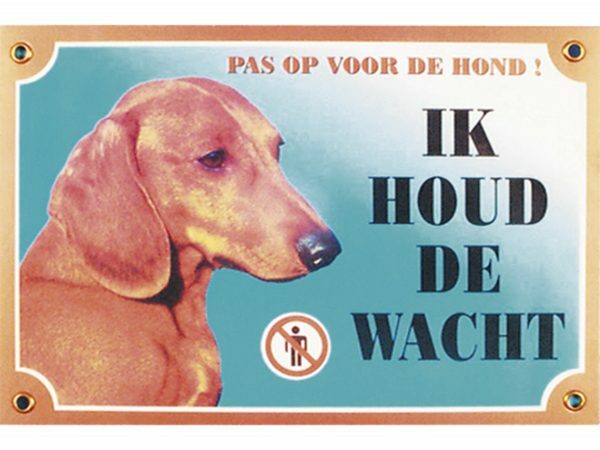 Waakbord gelamineerd Teckel blauw NL