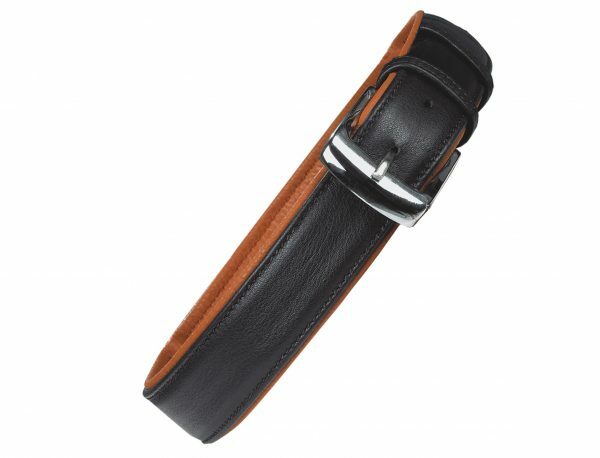 Halsband chara Leder zwart/cognac 35cmx16mm