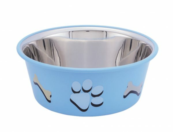 Eetbak inox antislip Cutie Paws blauw 14,5cm 0,90L