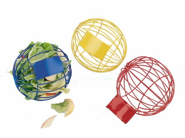 Voederbal knaagdier blauw + rood + geel 10 cm