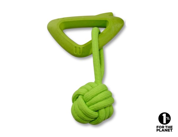 Speelgoed hond TPR Triangel + koord groen 25cm