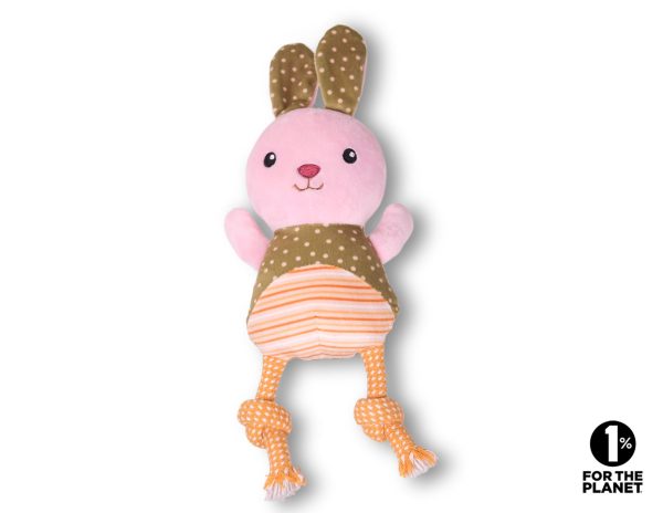 Speelgoed hond pluche Troeteltje Konijn+koord 16cm